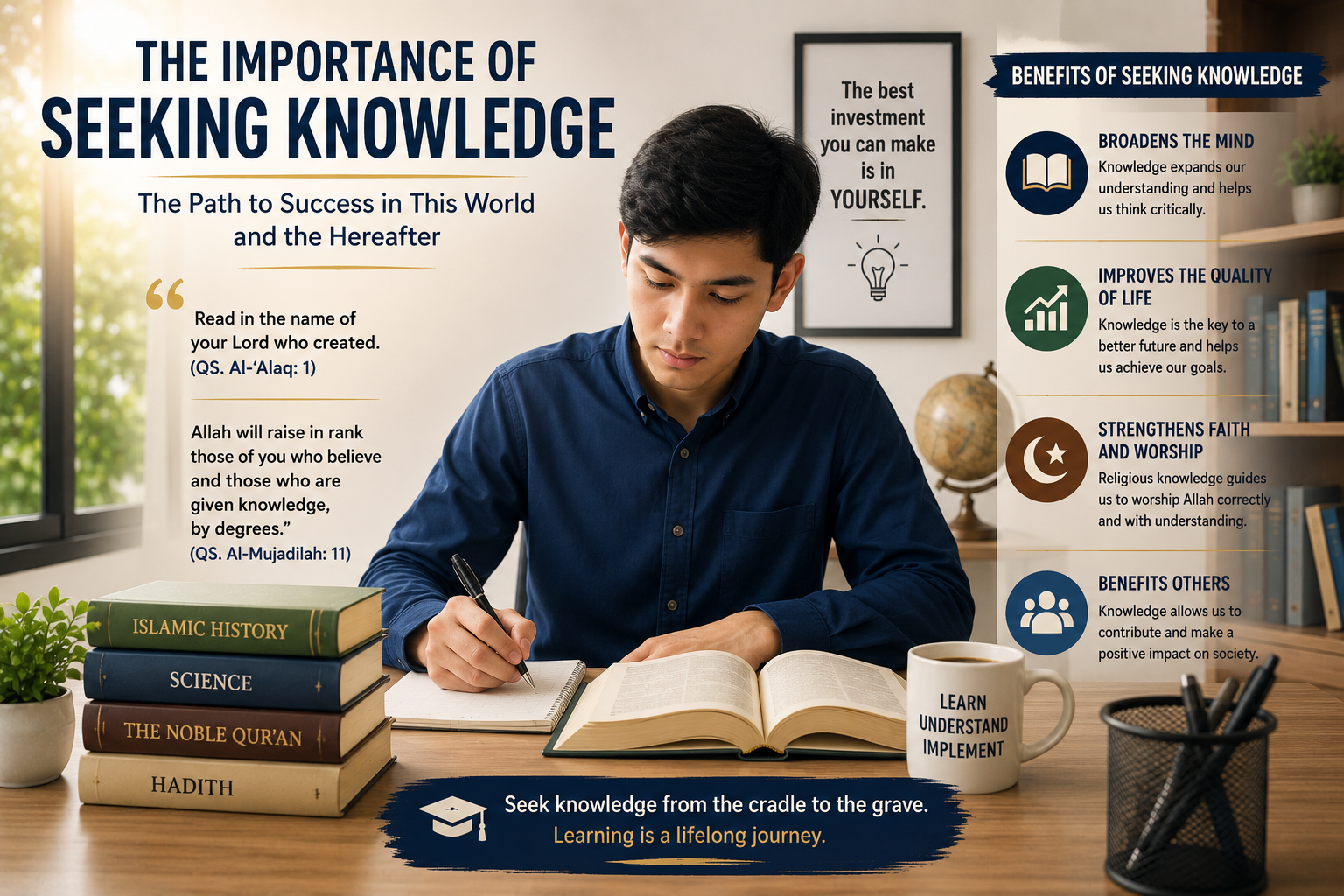 importance of seeking knowledge for success in this world and the Hereafter.