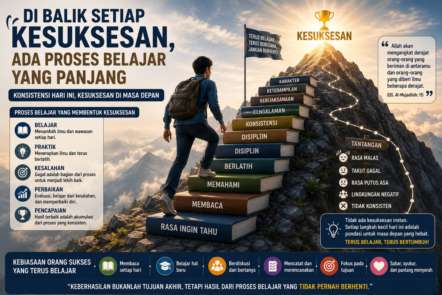 keberhasilan besar dibangun melalui proses belajar yang panjang dan konsisten.