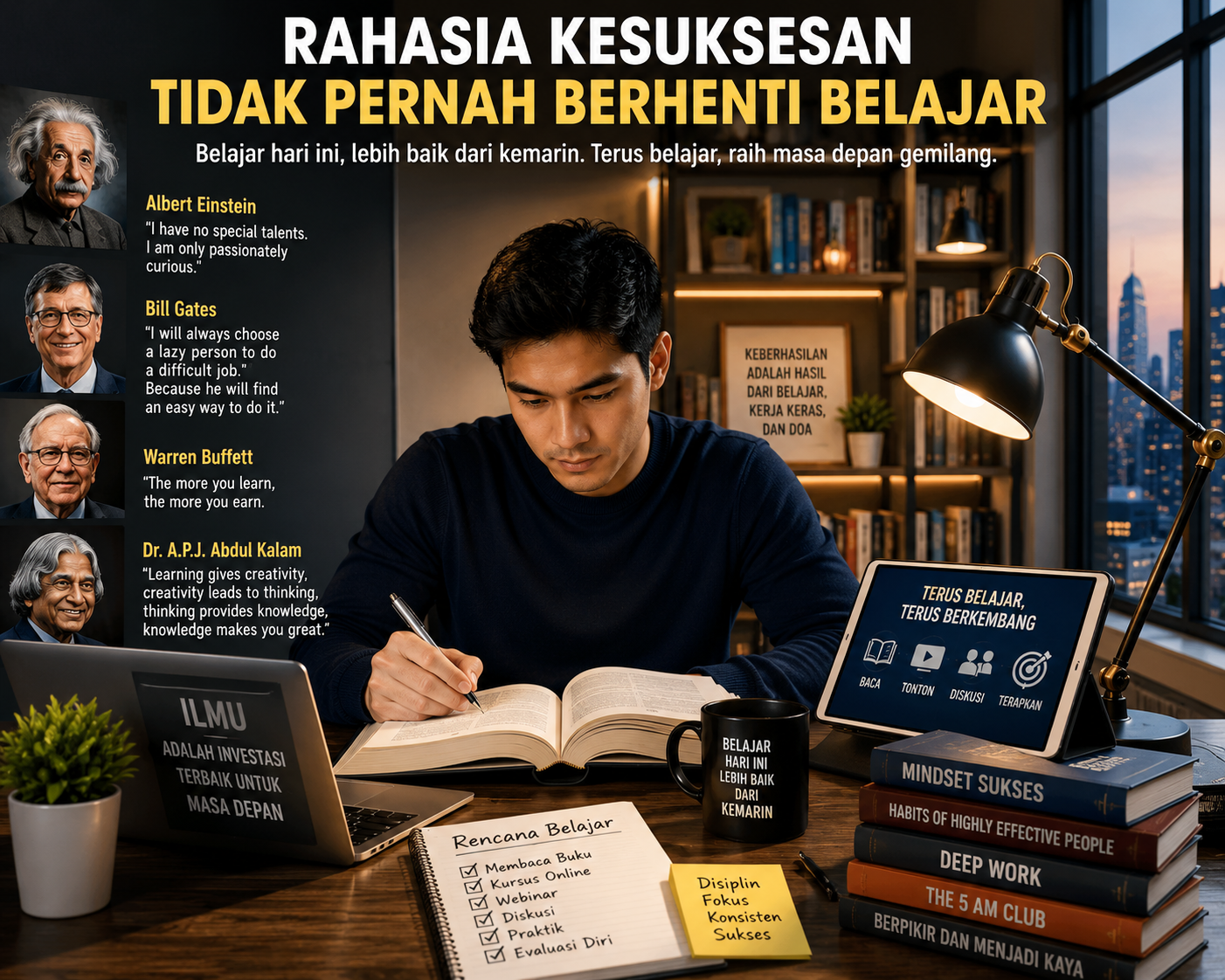 kebiasaan belajar sepanjang hayat sebagai rahasia kesuksesan para tokoh besar