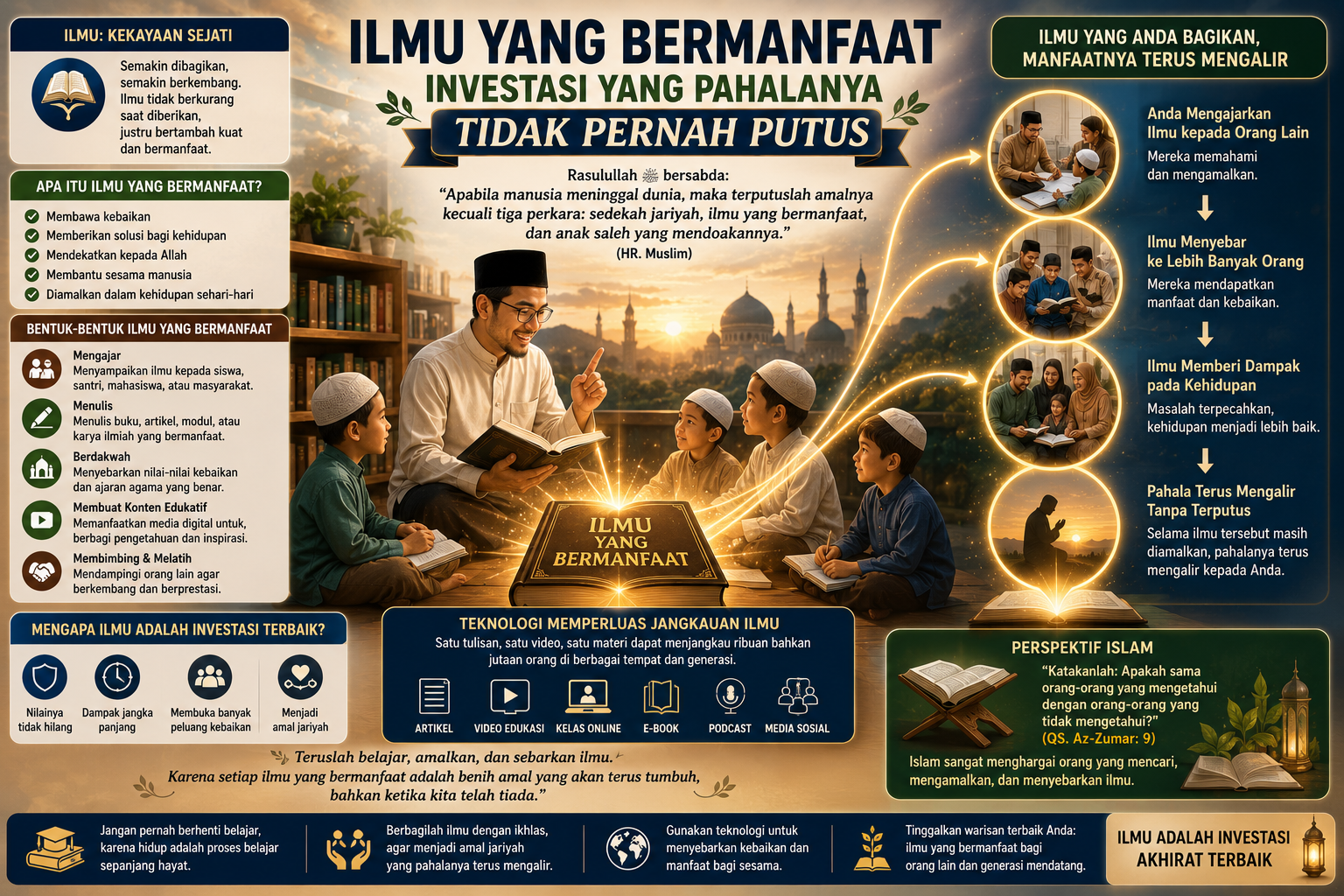 ilmu yang bermanfaat sebagai investasi yang pahalanya tidak pernah putus