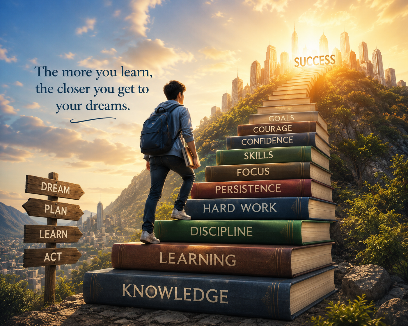knowledge transforms dreams into achievement and success